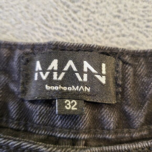 Boohoo Man Mens 32x30 Black Straight Leg Distressed Denim Button Fly - Picture 3 of 12